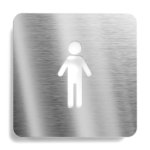 Urhome Herrentoilette Schild aus V2A Edelstahl - Laserschnitt Gravur Türschild - Hinweisschild für Wand Tür - Männer Herren WC Infoschild für Innen und Außen von Urhome