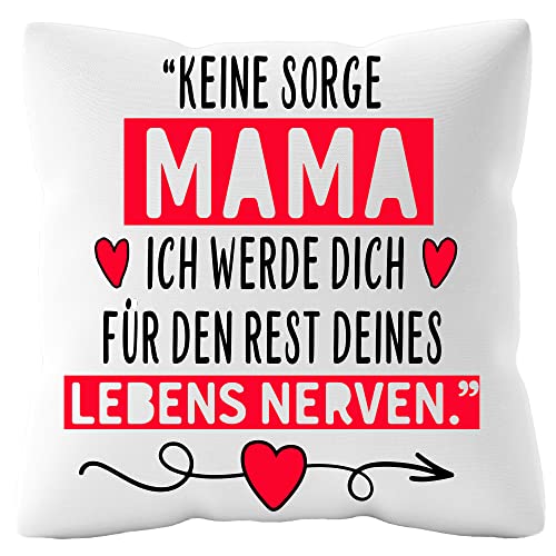 Urhome Kissenbezug mit Spruch Mama Nerven - 40cm x 40cm Kissen ohne Füllung Dekokissen Weiß Kuschelkissen waschbar Kopfkissen Zierkissen Geschenk zum Geburtstag Muttertag von Urhome