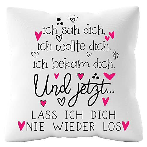 Urhome Kissenbezug mit Spruch Nie Wieder los Lassen - 40cm x 40cm Kissen ohne Füllung Dekokissen Weiß Kuschelkissen waschbar Kopfkissen Zierkissen Geschenk zum Geburtstag Valentinstag von Urhome