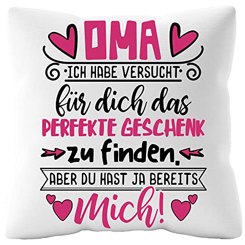 Urhome Kissenbezug mit Spruch Oma 40cm x 40cm Kissen ohne Füllung Dekokissen Weiß Kuschelkissen waschbar Kopfkissen Zierkissen Geschenk zum Geburtstag von Urhome