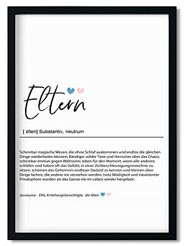 Urhome Kunstdruck Definition Eltern ohne Bilderrahmen in DIN A3 - Worterklärung wie im Duden Lexikon Wandbild Wanddeko mit Spruch für Wohnung Familie Freunde Geschenk von Urhome