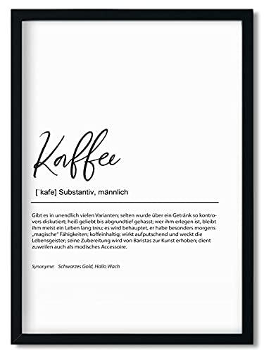 Urhome Kunstdruck Definition Kaffee ohne Bilderrahmen in DIN A4 - Worterklärung wie im Duden Lexikon Wandbild Wanddeko mit Spruch für Wohnung Familie Freunde Geschenk von Urhome