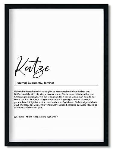 Urhome Kunstdruck Definition Katze ohne Bilderrahmen in DIN A5 - Worterklärung wie im Duden Lexikon Wandbild Wanddeko mit Spruch für Wohnung Familie Freunde Geschenk von Urhome