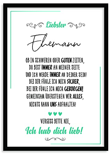 Urhome Kunstdruck Ehemann ohne Bilderrahmen in DIN A4 - Ich hab dich lieb Wandbild Poster Wanddeko mit Spruch für Wohnung Familie Freunde Geschenk Geburtstag von Urhome