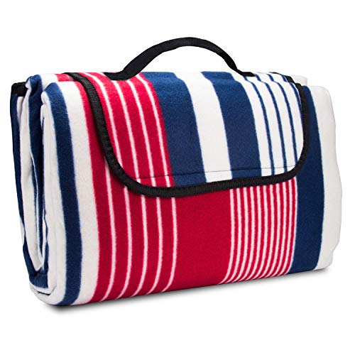 Urhome Picknickdecke 200 x 200 cm in Rot/Blau | Wärmeisoliert und wasserdicht | Fleece und praktischer Tragegriff | Camping und Stranddecke | Outdoor von Urhome