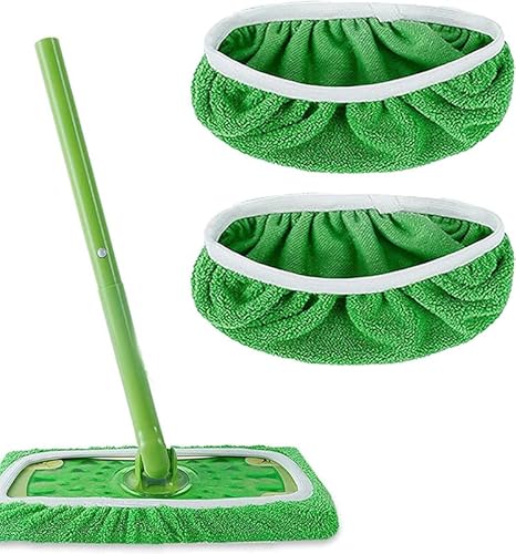 Urijk 2 Stück Tücher Wiederverwendbare für Swiffer Sweeper Mop, 25,4x11,5cm,Waschbare Mopptuch Für Nass Und Trockengebrauch Pads Reusable Waschbare Nachfüllpacks Reinigung Pads(Flanell) von Urijk