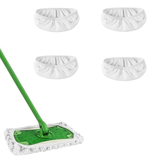 Urijk 4 Stück Tücher Wiederverwendbare für Swiffer Sweeper Mop, 25,4x11,5cm,Waschbare Mopptuch Für Nass Und Trockengebrauch Pads Reusable Waschbare Nachfüllpacks Reinigung Pads(Microfiber) von Urijk