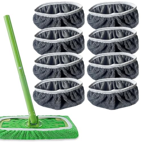 Urijk 8 Stück Tücher Wiederverwendbare für Swiffer Sweeper Mop Waschbare Mopptuch Für Nass Und Trockengebrauch Pads Reusable Waschbare Nachfüllpacks Reinigung Pads Kompatibel Mit Swiffer Sweeper von Urijk