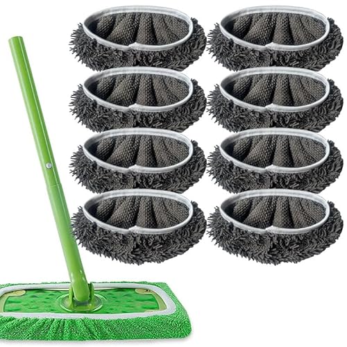 Urijk 8 Stück Tücher Wiederverwendbare für Swiffer Sweeper Mop Waschbare Mopptuch Für Nass Und Trockengebrauch Pads Reusable Waschbare Nachfüllpacks Reinigung Pads Kompatibel Mit Swiffer Sweeper von Urijk