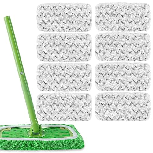 Urijk 8 Stück Tücher Wiederverwendbare für Swiffer Sweeper Mop Waschbare Mopptuch Für Nass Und Trockengebrauch Pads Reusable Waschbare Nachfüllpacks Reinigung Pads Kompatibel Mit Swiffer Sweeper von Urijk