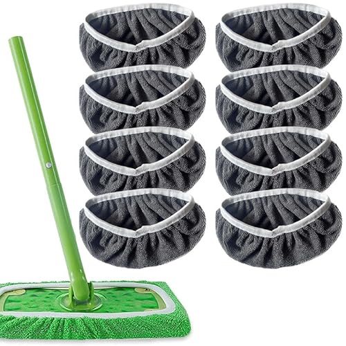 Urijk 8 Stück Tücher Wiederverwendbare für Swiffer Sweeper Mop Waschbare Mopptuch Für Nass Und Trockengebrauch Pads Reusable Waschbare Nachfüllpacks Reinigung Pads Kompatibel Mit Swiffer Sweeper von Urijk