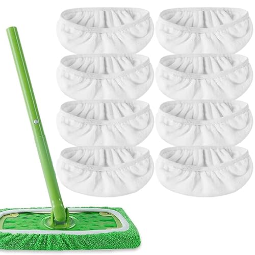 Urijk 8 Stück Tücher Wiederverwendbare für Swiffer Sweeper Mop Waschbare Mopptuch Für Nass Und Trockengebrauch Pads Reusable Waschbare Nachfüllpacks Reinigung Pads Kompatibel Mit Swiffer Sweeper von Urijk