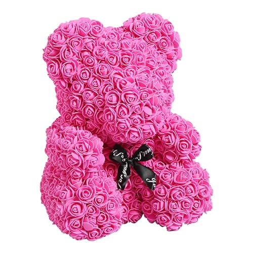 Urijk Rose Bär 25 cm Künstliche Rosenbären Rosenbär Geschenk für Frauen Rot Rosenblumenbär Romantisch Rosen Teddybär Geschenk Rose-Teddybär für Valentinstag, Geburtstag, Muttertag, Jubiläum, Hochzeit von Urijk