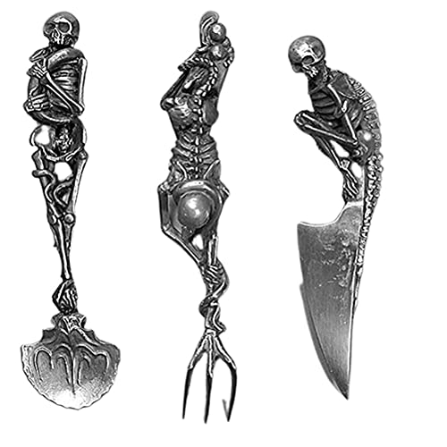 Urisgo Halloween Skelett Besteck Set, Metall Gabel/Löffel/Schneider, Geschirr Set Home Party Supply, Tolle Geschenkidee für Skelettliebhaber von Urisgo