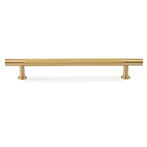 Urnew Schrankgriffe, massives Messing, gebürstetes Gold, 16,5 cm Loch, Mittelschrank, Badezimmer, Kleiderschrank, Möbel, Türgriffe, 2 Stück von Urnew