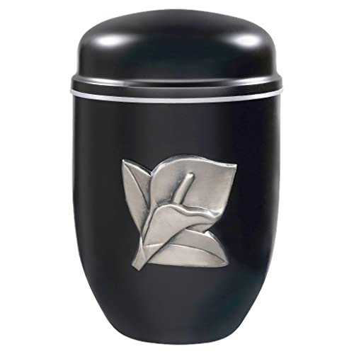 Urns UK Perth Cala Lily Erwachsene Urne für Asche, Stahl, schwarz von Urns UK