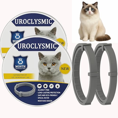 UroClysmic 2er-Pack Katzenhalsband mit Natürlichen Ätherischen Ölen, Wasserdicht, Verstellbar, 16 Monate Schutz für Kätzchen ab 7 Wochen, Komfort und Sicherheit von UroClysmic