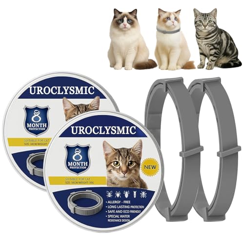 UroClysmic 2er Set Katzenhalsbänder zur Infektionsprävention, Wasserdicht und Verstellbar mit natürlichen ätherischen Ölen, 16 Monate Schutz für Katzen ab 7 Wochen, Sicher und Komfortabel von UroClysmic