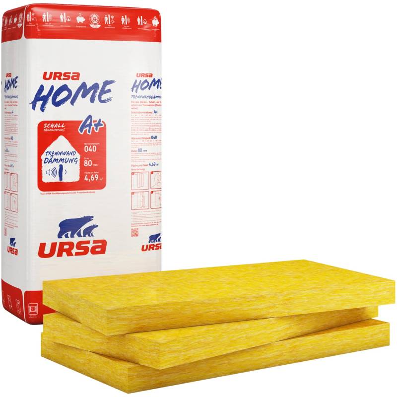 Ursa Home Trennwandplatte aus Glaswolle WLG 040 80 mm von Ursa Home