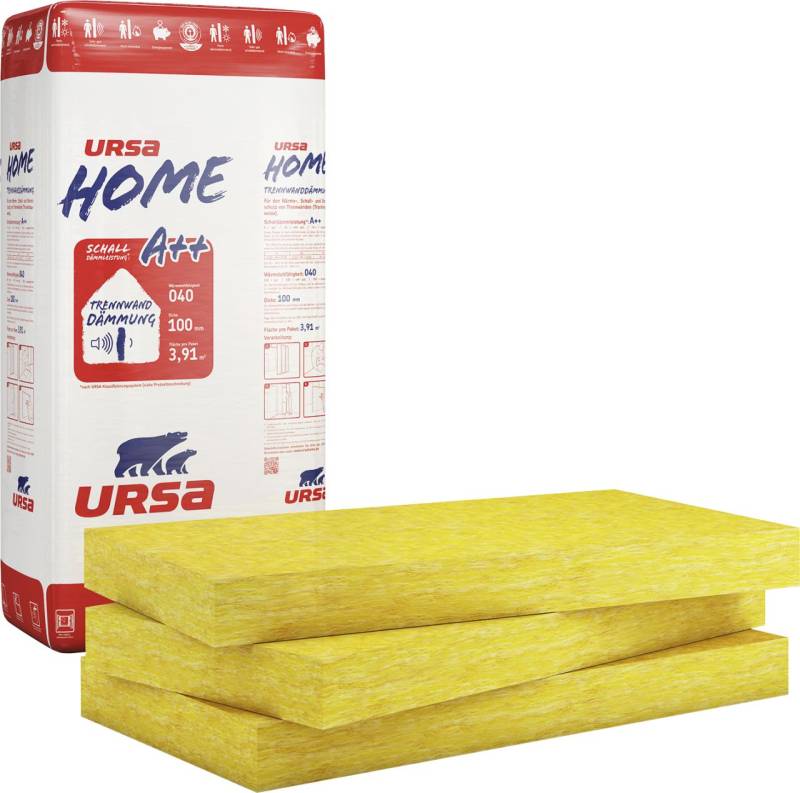 Ursa Home Trennwandplatte Glaswolle WLG 040 1250 x 625 x 40 mm von Ursa