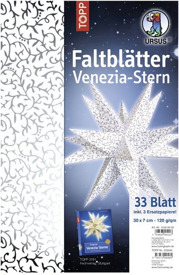 Ursus - Ludwig Bähr Bastelfilz Faltblätter Venezia-Stern Apart Klassik 120g/qm 7x30cm von Ursus - Ludwig Bähr