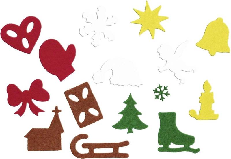 Ursus - Ludwig Bähr Bastelfilz Filz-Stanzteile Weihnachten 150g/qm 5 Farben VE=175 Teile von Ursus - Ludwig Bähr