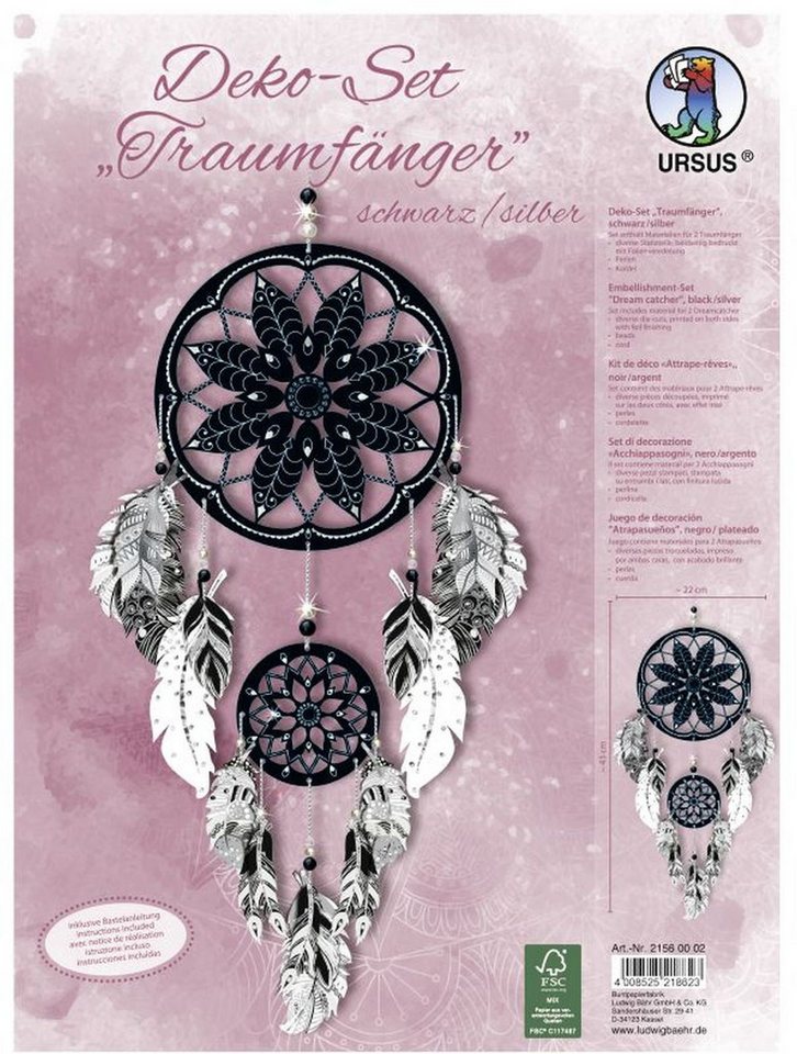 Ursus - Ludwig Bähr Papierdekoration Deko-Set Traumfänger schwarz/silber von Ursus - Ludwig Bähr