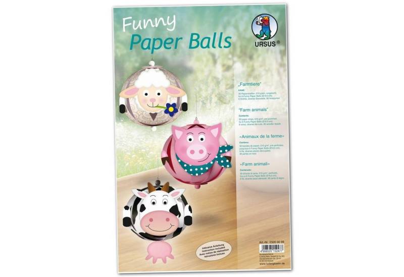 Ursus - Ludwig Bähr Papierdekoration URSUS Designstreifen Funny Paper Balls "Farmtiere" von Ursus - Ludwig Bähr