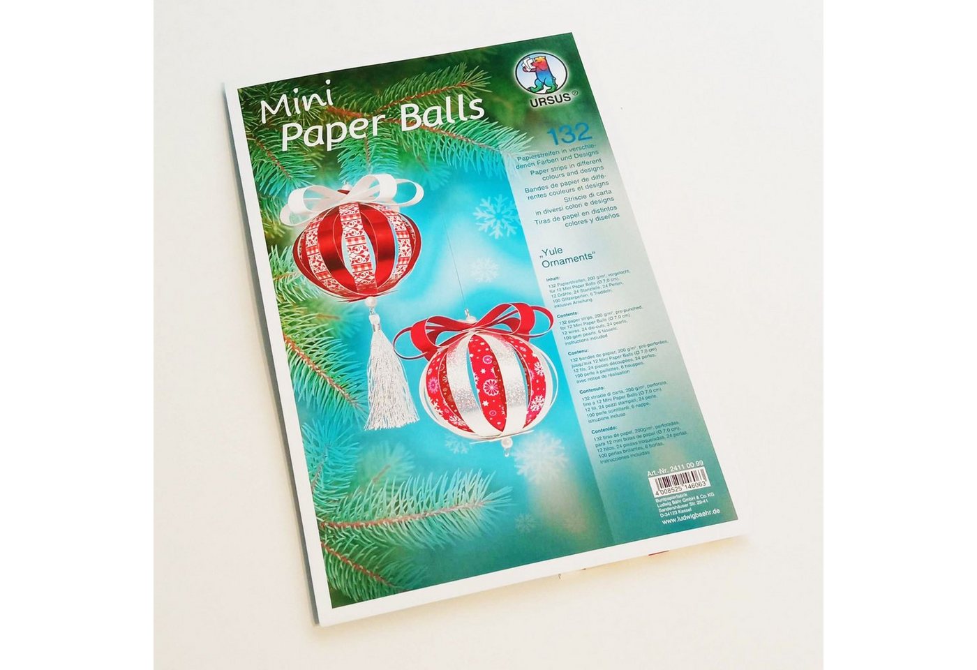 Ursus - Ludwig Bähr Papierdekoration URSUS Designstreifen Mini Paper Balls Yule Ornaments"" von Ursus - Ludwig Bähr