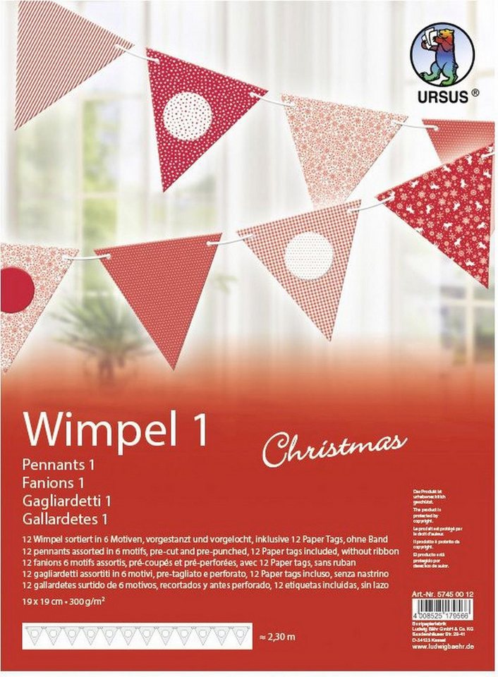 Ursus - Ludwig Bähr Papierdekoration Wimpel 1 'CHRISTMAS'. von Ursus - Ludwig Bähr