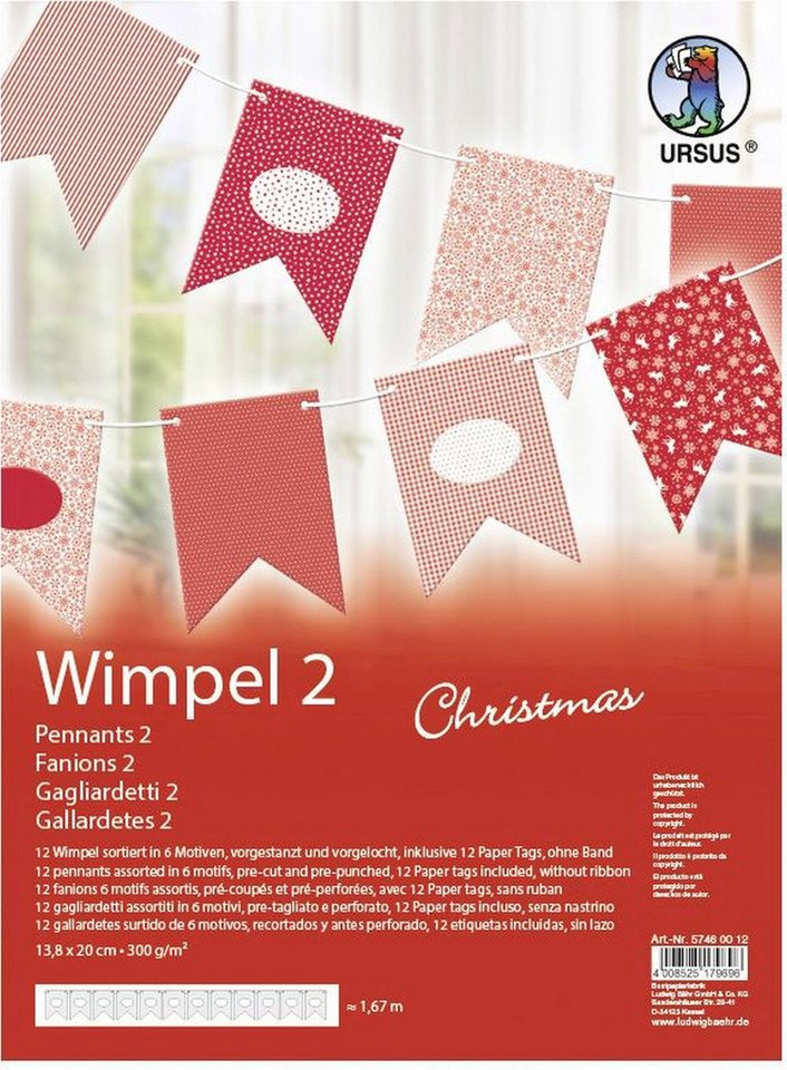 Ursus - Ludwig Bähr Papierdekoration Wimpel 2 'CHRISTMAS'. von Ursus - Ludwig Bähr