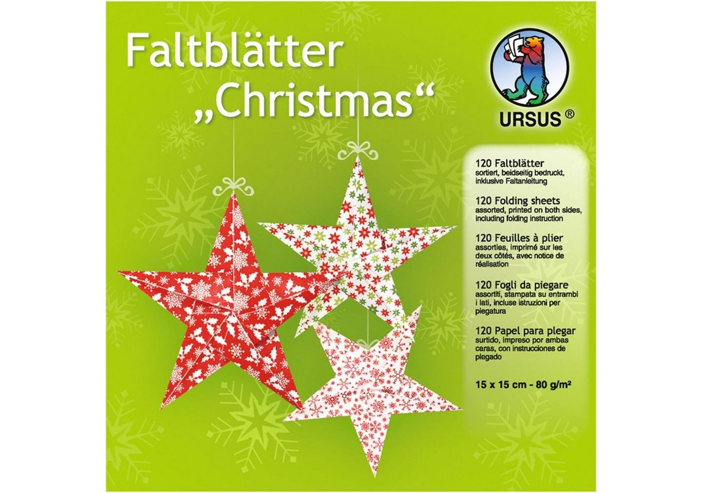 Ursus - Ludwig Bähr Papiersterne URSUS Faltblätter Christmas 80 g/m² 15x15cm von Ursus - Ludwig Bähr