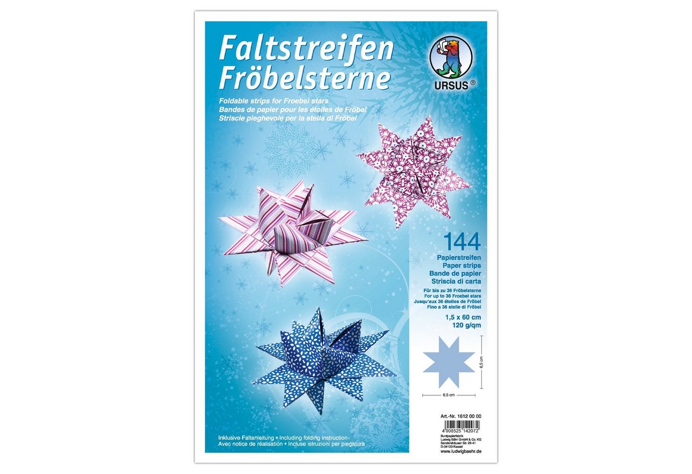 Ursus - Ludwig Bähr Papiersterne URSUS Faltpapierstreifen für Fröbelsterne pink blau weiß Ursus - Ludwig Bähr Papiersterne URSUS Faltpapierstreifen für Fröbelsterne pink blau weiß von Ursus - Ludwig Bähr