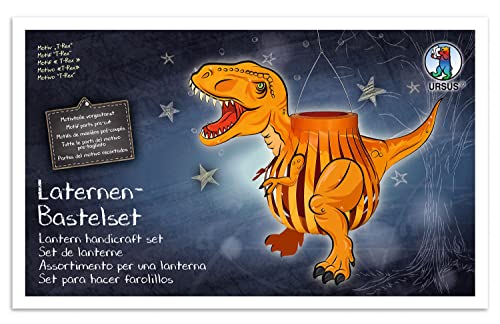 Ursus 18720013F - Laternen Bastelset T-Rex, Laternendeckel Stanzteil, Laternenboden Stanzteil, Transparentpapier 115 g/m², 25 Papierstreifen, Laternentragebügel, diverse Stanzteile und Zubehör von Ursus