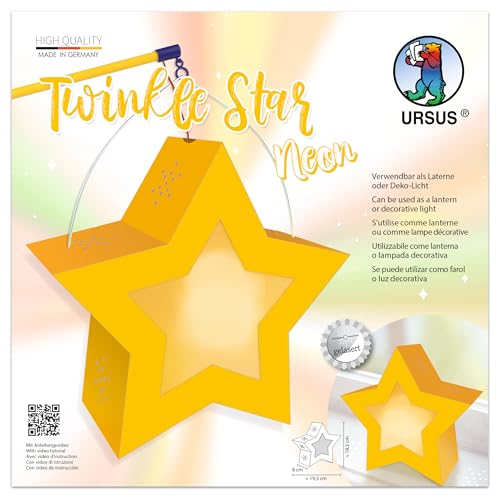 Ursus 1883 00 01 - Twinkle Star Neon Gelb, Laternen Bastelset, 19,3 x 18,3 x 8 cm, 250 g/m², zum Laterne basteln, DIY Bastelset für Lampionumzug & Deko Ursus 1883 00 01 - Twinkle Star Neon Gelb, Laternen Bastelset, 19,3 x 18,3 x 8 cm, 250 g/m², zum Laterne basteln, DIY Bastelset für Lampionumzug & Deko von Ursus