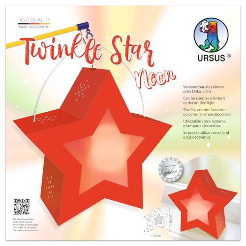 Ursus 1883 00 02 - Twinkle Star Neon Rot, Laternen Bastelset, 19,3 x 18,3 x 8 cm, 250 g/m², zum Laterne basteln, DIY Bastelset für Lampionumzug & Deko Ursus 1883 00 02 - Twinkle Star Neon Rot, Laternen Bastelset, 19,3 x 18,3 x 8 cm, 250 g/m², zum Laterne basteln, DIY Bastelset für Lampionumzug & Deko von Ursus