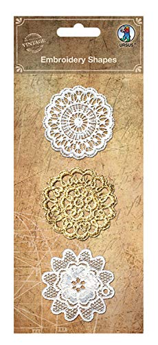 Ursus 40630001 - Embroidery Shapes, Spitzenornamente im Vintage Design, Durchmesser ca. 5 8 cm, 3 Stück in verschiedenen Motiven Ursus 40630001 - Embroidery Shapes, Spitzenornamente im Vintage Design, Durchmesser ca. 5 8 cm, 3 Stück in verschiedenen Motiven von Ursus