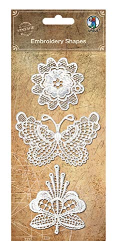 Ursus 40630002 - Embroidery Shapes, Spitzenornamente im Vintage Design, Durchmesser ca. 5 8 cm, 3 Stück in verschiedenen Motiven Ursus 40630002 - Embroidery Shapes, Spitzenornamente im Vintage Design, Durchmesser ca. 5 8 cm, 3 Stück in verschiedenen Motiven von Ursus