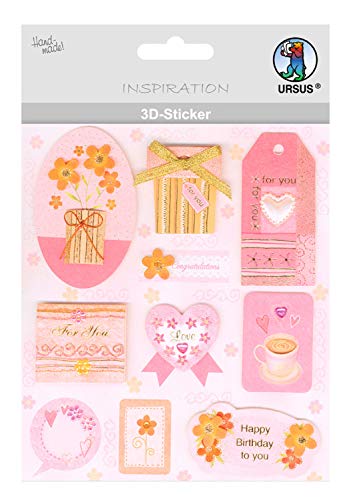 Ursus 56420003 - 3D Sticker Everyday, bestehend aus mehreren Ebenen, aus verschiedenen hochwertigen Materialien, selbstklebend, ideal zum Verzieren von Grußkarten und Geschenken, Motiv 03 von Ursus