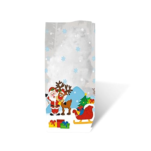 Ursus 5770000 - Geschenk Bodenbeutel, Weihnachtsmann, 10 Stück, aus lebensmittelechter Folie, ca. 11,5 x 19 cm, transparent, bedruckt, ideal für kleine Überraschungen von Ursus