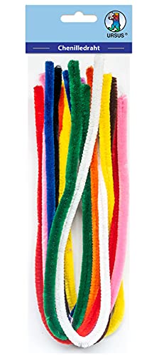 Ursus 6540099 - Chenilledraht im Farbmix, 10 Pfeifenputzer sortiert in 10 Farben, je ca. 50 cm lang, zum Basteln lustiger Figuren und Formen von Ursus