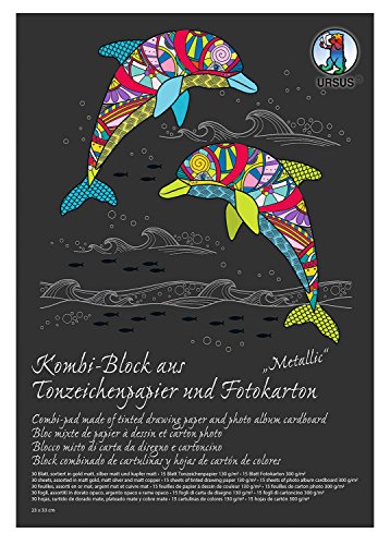 Ursus 7770098SE - Kombi-Block, Fotokarton und Tonpapier sortiert, 30 Blatt, 23 x 33 cm von Ursus