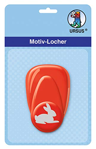 Ursus 19470023 - Motivlocher mit Hebel klein, Hase, rot, ausgestanztes Motiv ca. 16 mm, aus Kunststoff mit Metallstanze, geeignet für Grammaturen von 160 220 g /qm von Ursus