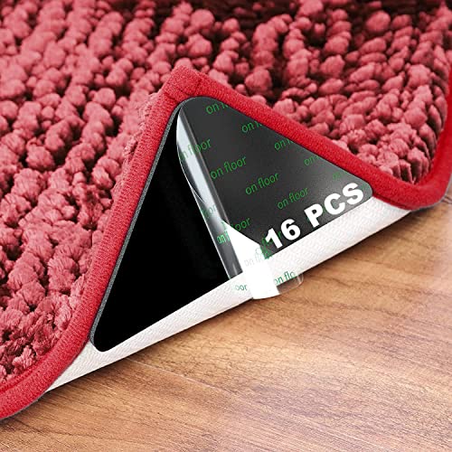 Urvoix 16 Stück Teppich Ecken, Wiederverwendbarer und Waschbar Teppichgreifer, Anti-Curling Rug Gripper für Teppiche, Compatibel mit Hartholz, Laminat und Fliesenböden (Schwarz) von Urvoix
