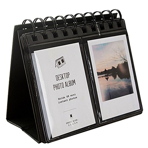 Urvoix 68 Mini-Schreibtisch-Foto-Album für Fujifilm Instax Mini 8 7S 25 50s 90 Filme, Visitenkarten-Format (Schwarz) von Urvoix
