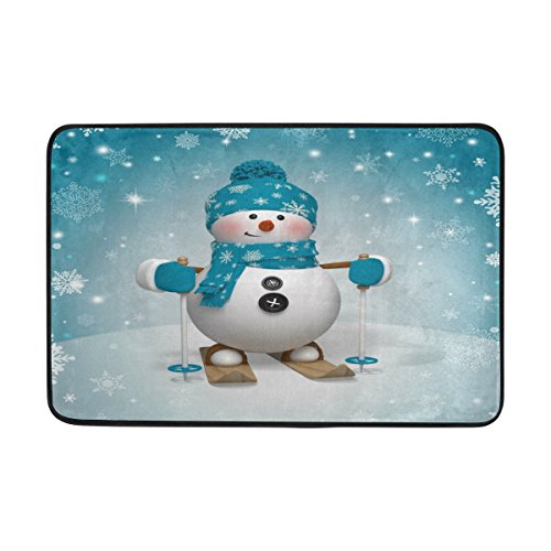 Use7 3D Schneemann Schneeflocke Weihnachten Fußmatte Indoor Outdoor Eingang Fußmatte Badezimmer 60 x 40 cm von Use7