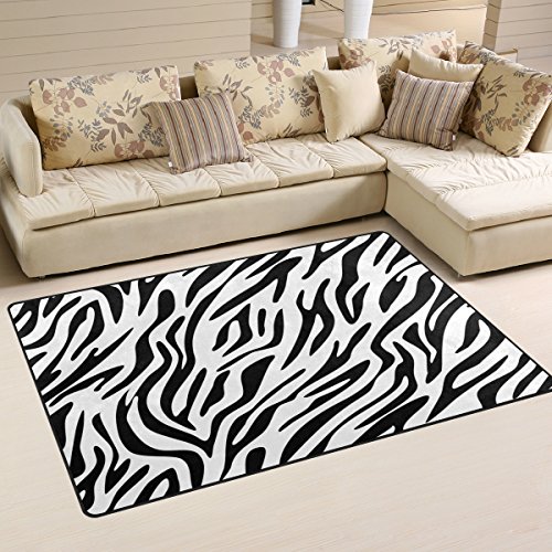 Use7 Abstrakter Zebramuster Tierhaut Teppich Rutschfeste Fußmatte Fußmatte Wohnzimmer Schlafzimmer 50 x 80 cm von Use7