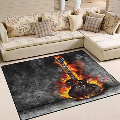 Use7 Burning Guitar Old Room Area Teppich für Wohnzimmer Schlafzimmer 160 cm x 122 cm von binoa