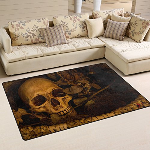 Use7 Teppich mit Totenkopf-Motiv, rutschfest, für Wohnzimmer, Schlafzimmer, 50 x 80 cm von Use7