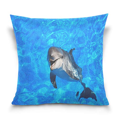 Use7 Dekokissenbezug, quadratisch, Unterwasserwelt, Delfinfisch, Sofa, Bett, Kissenbezug, 40 x 40 cm, beidseitig von Use7